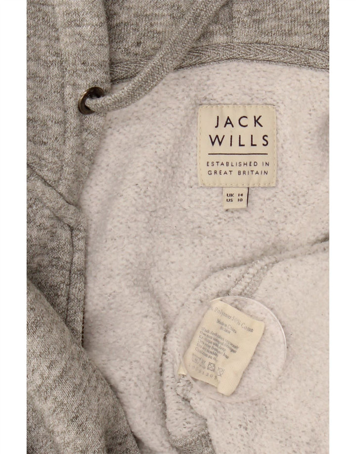 JACK WILLS Pull à capuche zippé pour femme UK 14 Grand gris moucheté en polyester