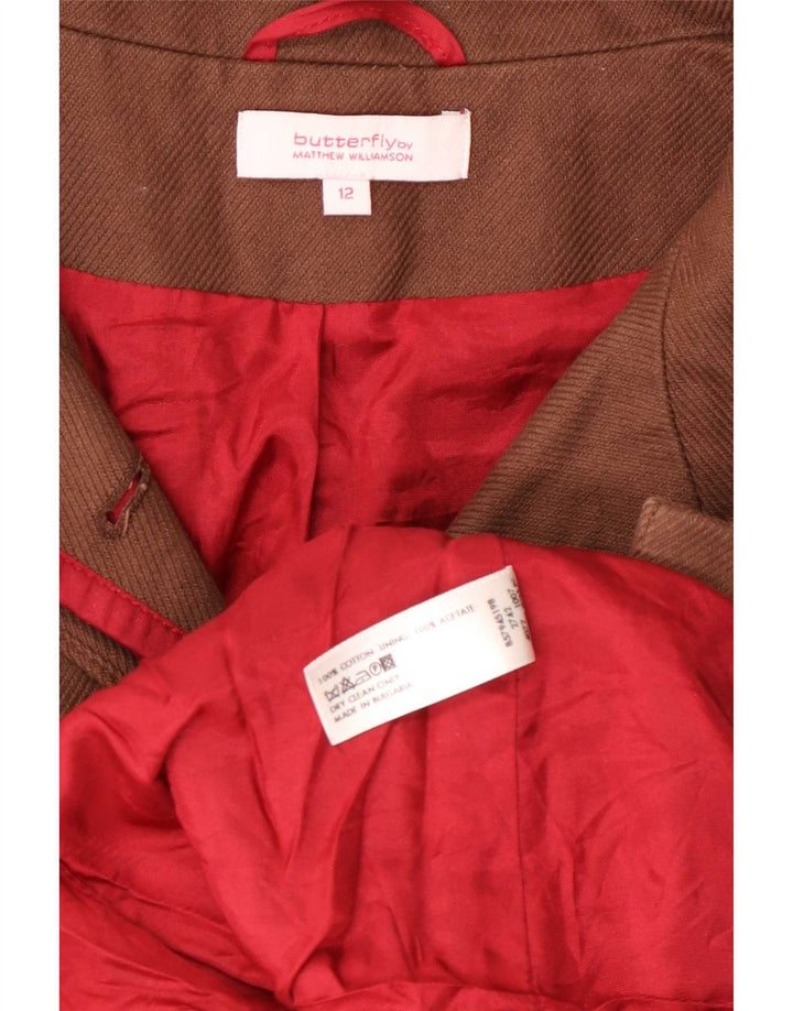Mathew Williamson Veste Blazer Femme UK 12 Coton Marron Moyen
