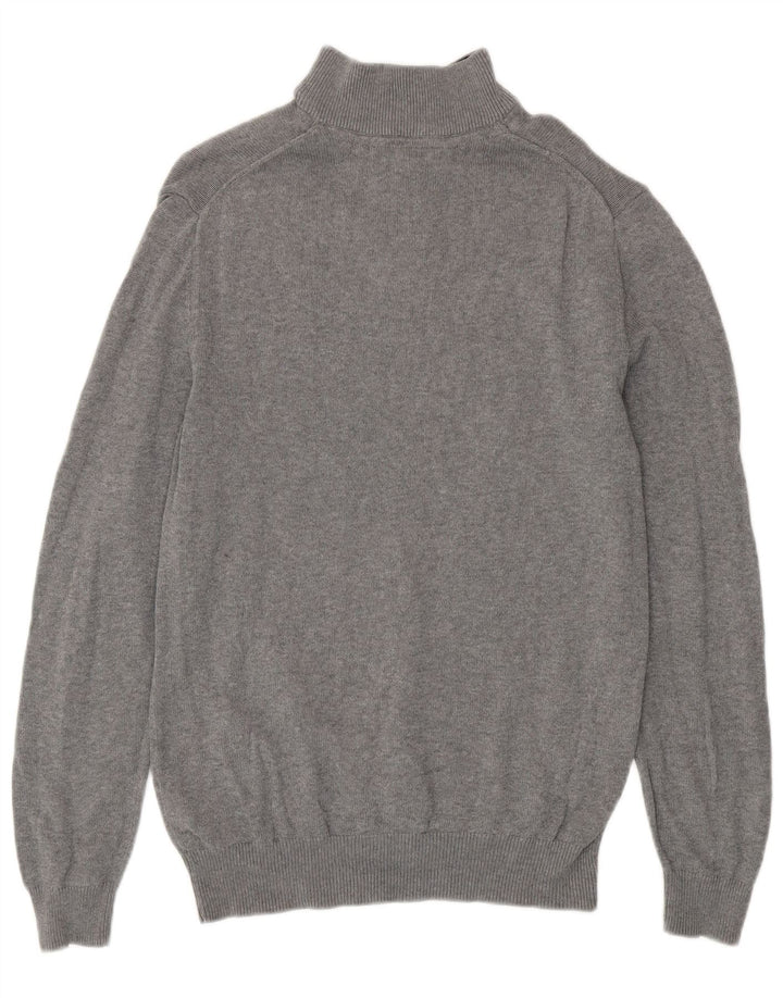 Crew Clothing Pull à col zippé pour homme Petit gris en coton