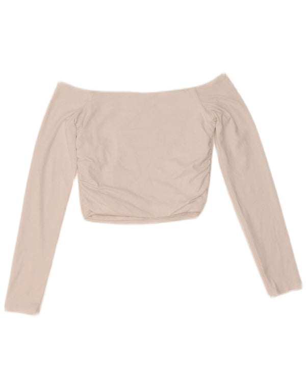 Hollister Haut court à manches longues et épaules dénudées pour femme UK 8 Small Blanc