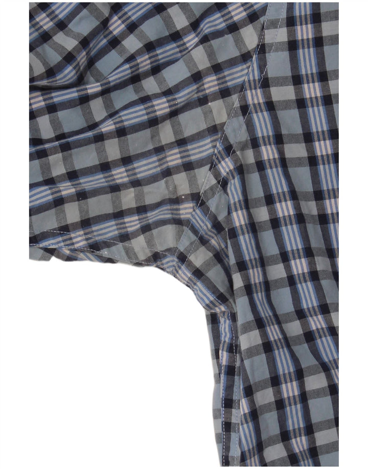 Nautica Chemise à manches courtes pour homme 2XL en coton à carreaux bleu