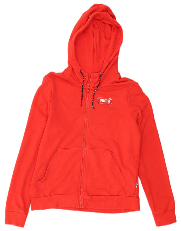 Puma Pull à capuche graphique zippé pour femme UK 12 Rouge moyen Coton