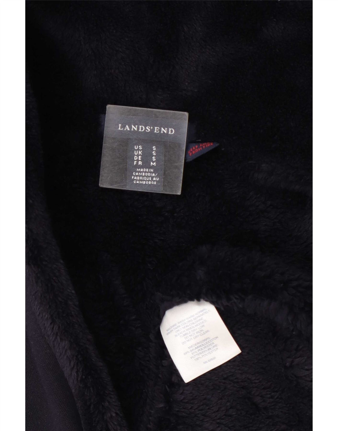 Lands End Manteau Sherpa à capuche surdimensionné pour femme UK 10 Petit Bleu marine