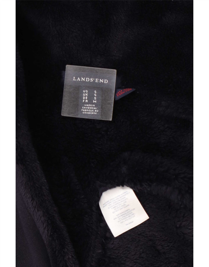Lands End Manteau Sherpa à capuche surdimensionné pour femme UK 10 Petit Bleu marine