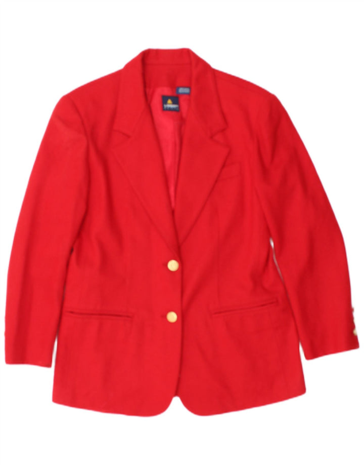 vintage Femme 2 Bouton Blazer Veste US 4 Petite Laine Rouge