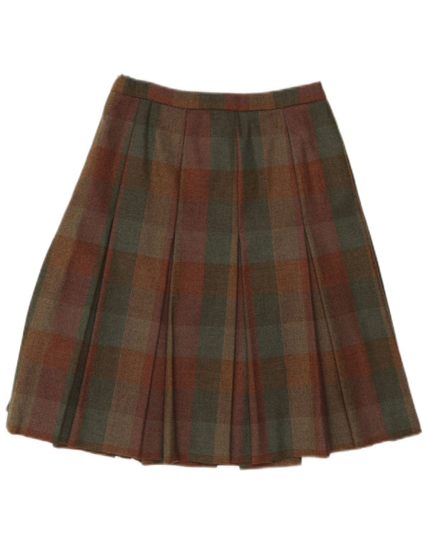vintage Femmes Plissée A-Line Jupe W25 XS Green Check