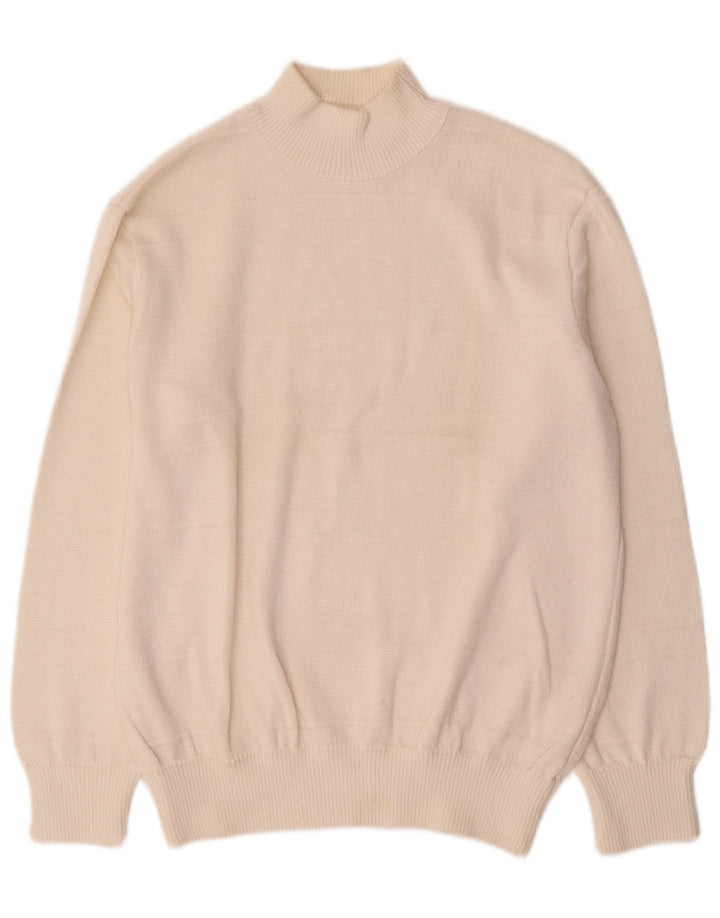 VINTAGE Pull col roulé femme UK 16 Grand Blanc