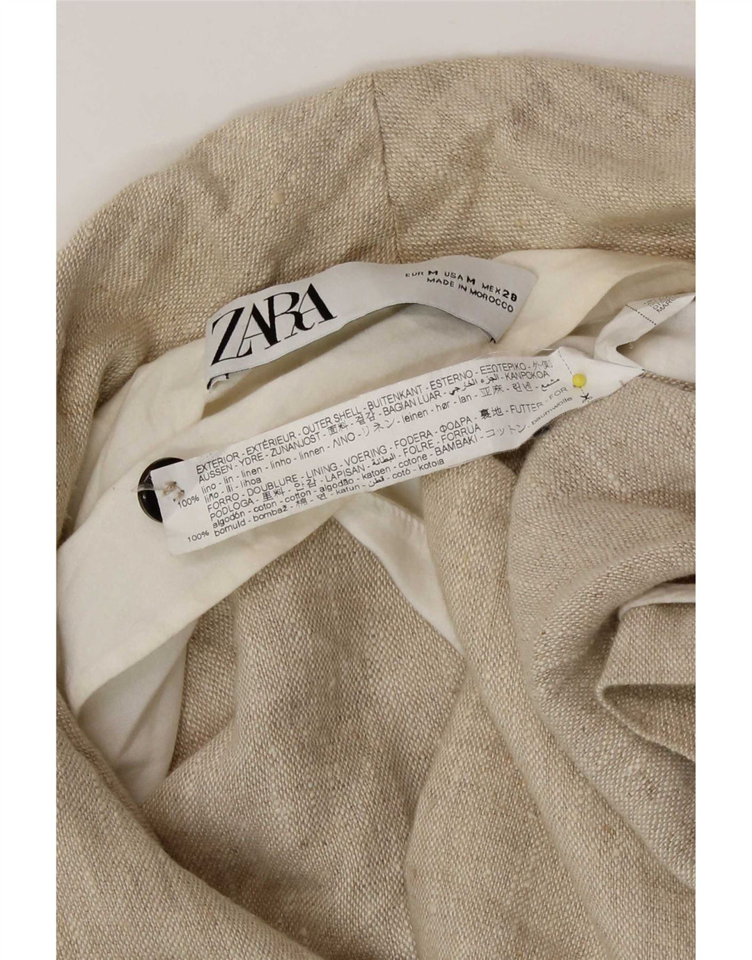 Zara Veste Blazer Double Boutonnage Femme UK 14 Lin Beige Moyen