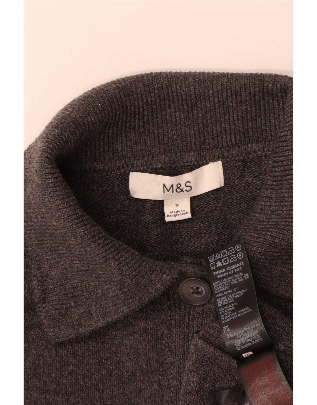 Marks & Spencer Pull Cardigan Femme UK 10 Petit Gris Polyester