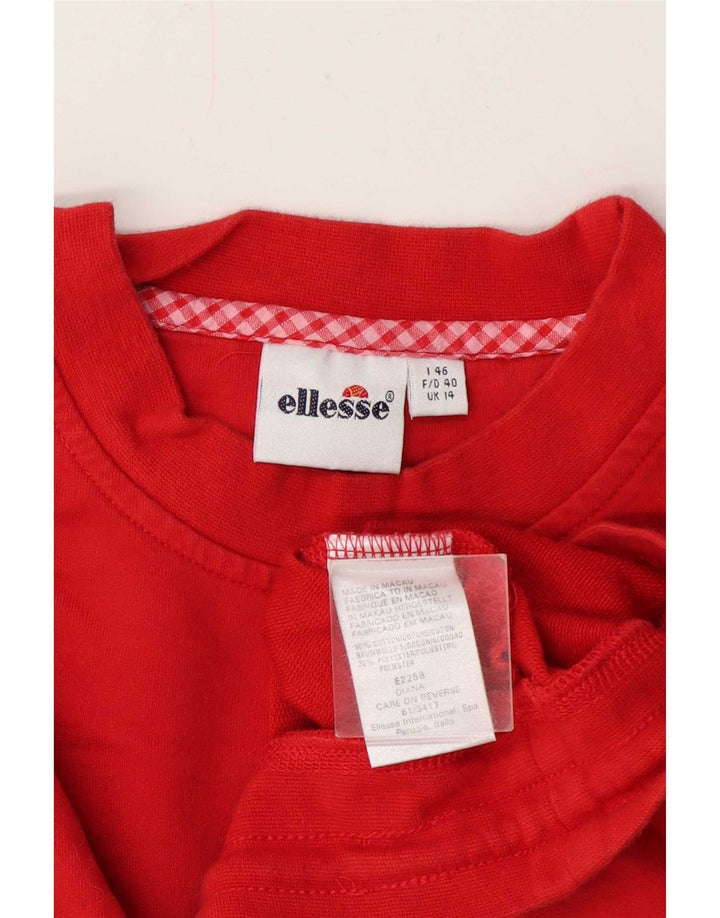 Ellesse Womens Crop Sweatshirt Jumper UK 14 Moyen Rouge Coton