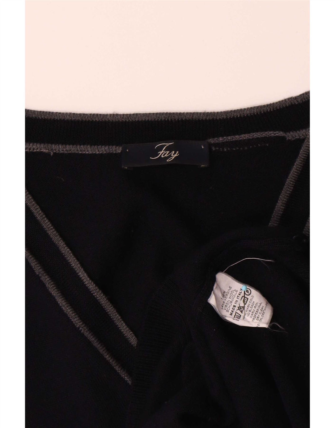 Fay Cardigan Homme Pull IT 52 Large Bleu Marine Laine Vierge