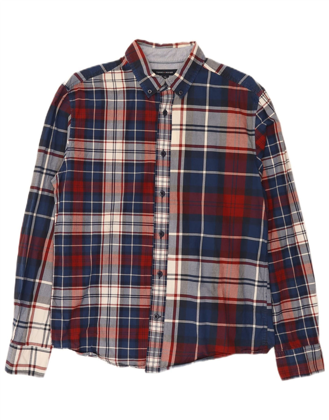 Tommy Hilfiger Chemise Regular Fit Homme Bleu Moyen Plaid Coton