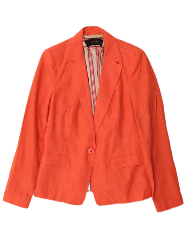 Zara Veste Blazer 1 Bouton Femme UK 12 Orange Moyen