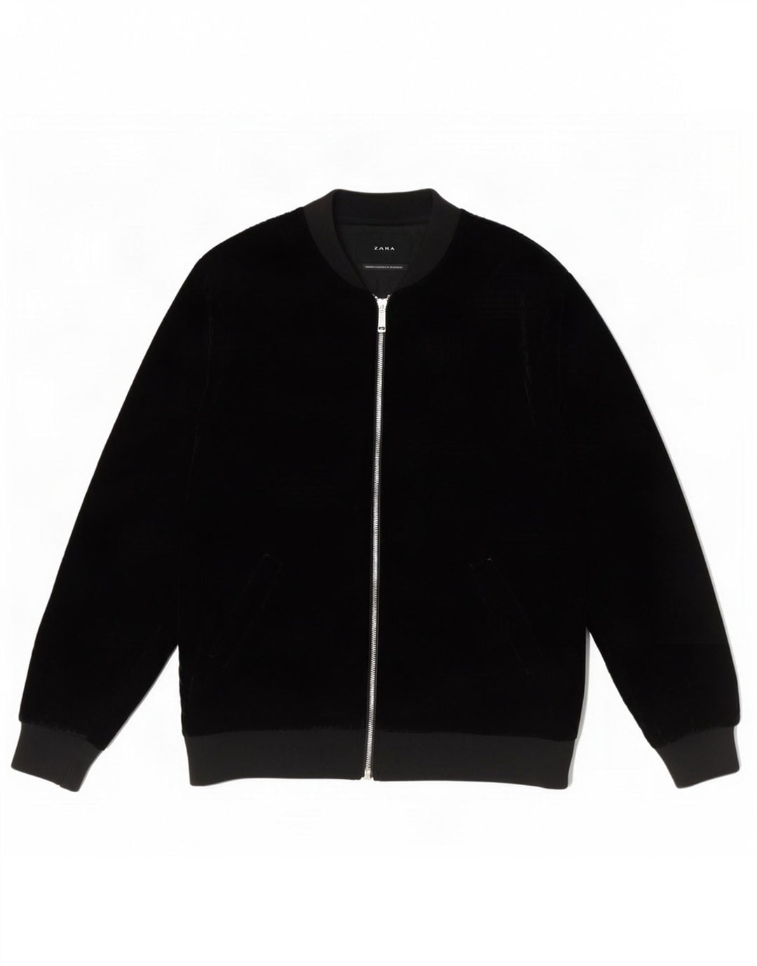 Zara Veste Bomber Homme UK 40 Large Noir Polyester