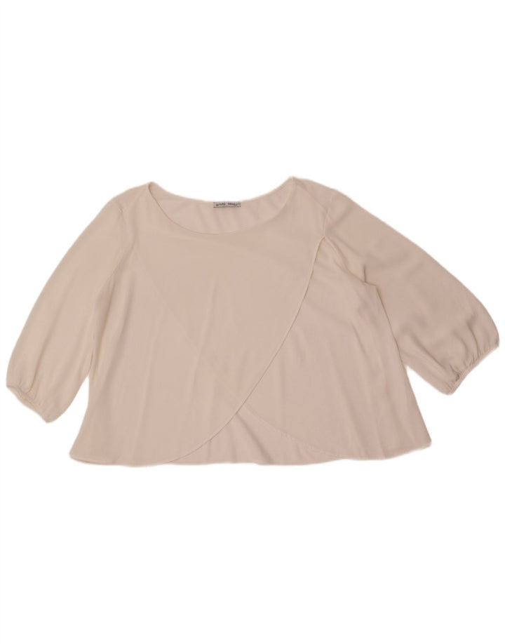 Zara Chemisier court à manches longues pour femme UK 16 Large Blanc