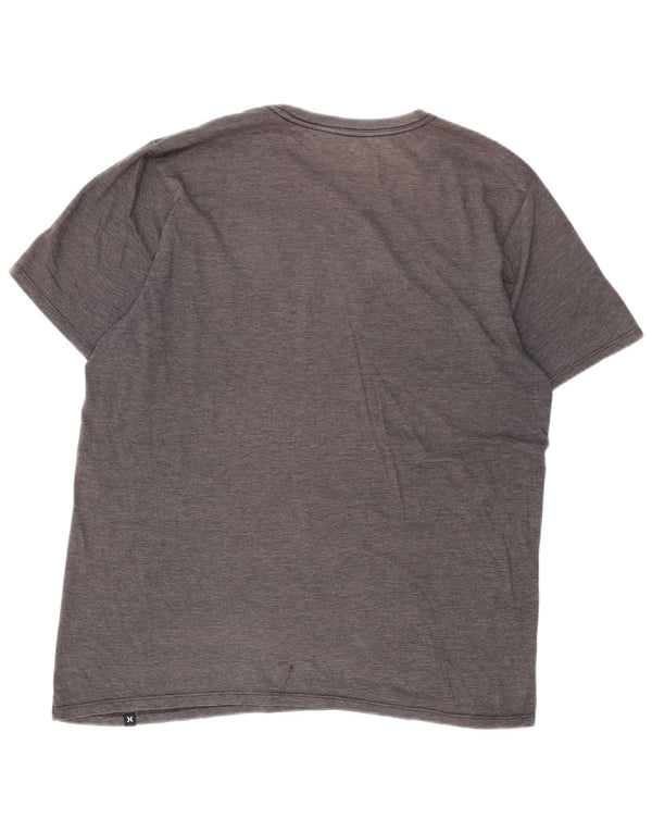 Hurley Mens Graphic T-Shirt Top Large Gris Moucheté Coton