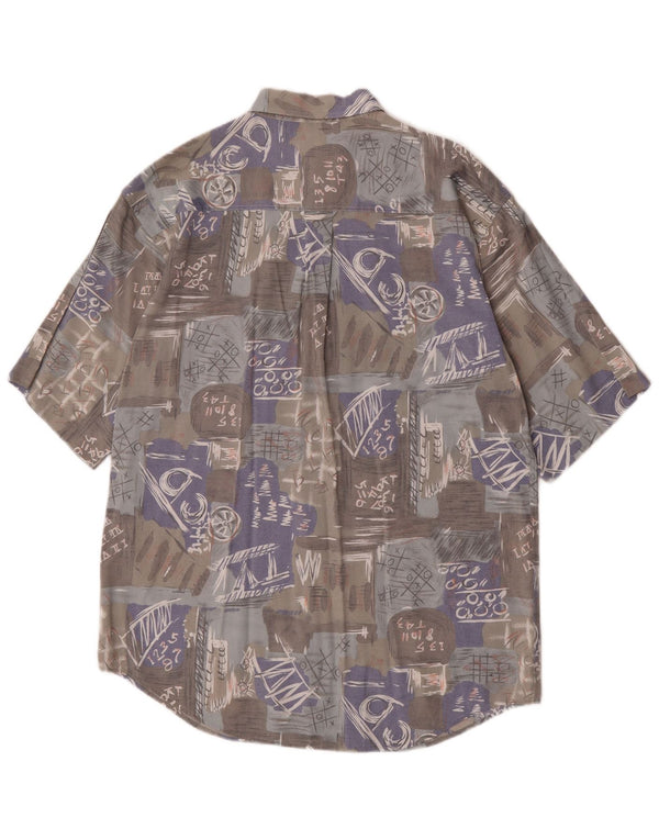 Jean Legalli Chemise graphique à manches courtes pour homme Taille 41/42 Grand Gris