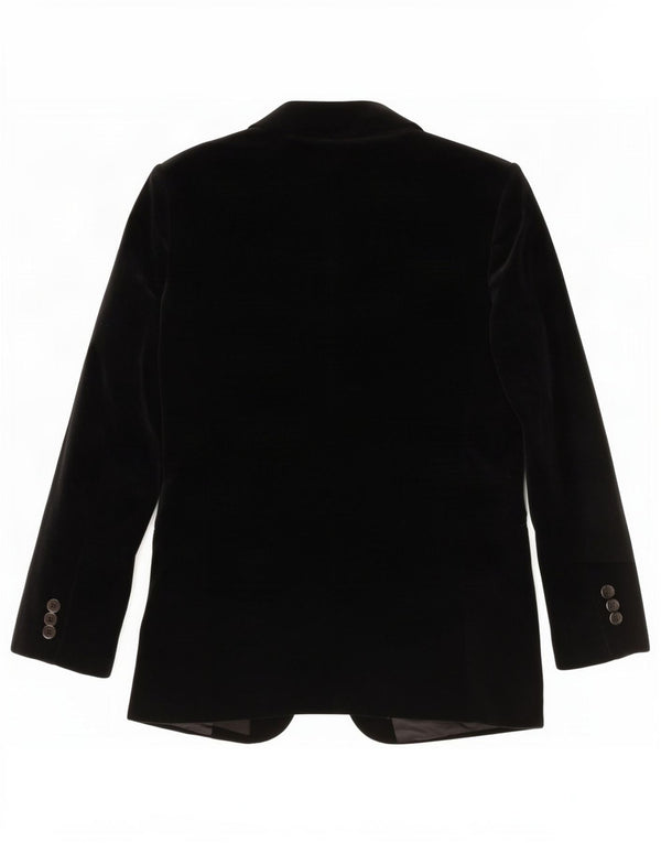 vintage Femmes 3 Bouton Velours Blazer Veste UK 14 Moyen Noir