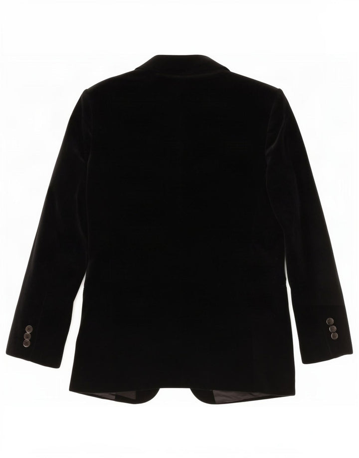 vintage Femmes 3 Bouton Velours Blazer Veste UK 14 Moyen Noir