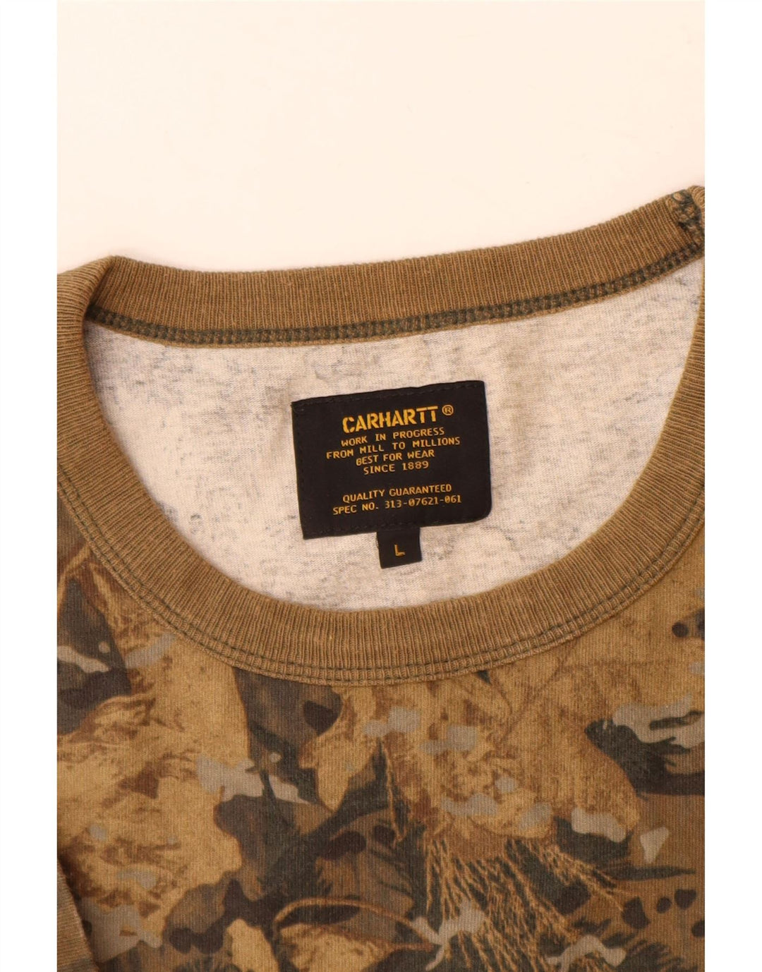 Carhartt T-Shirt Homme Top Large Kaki Camouflage Coton