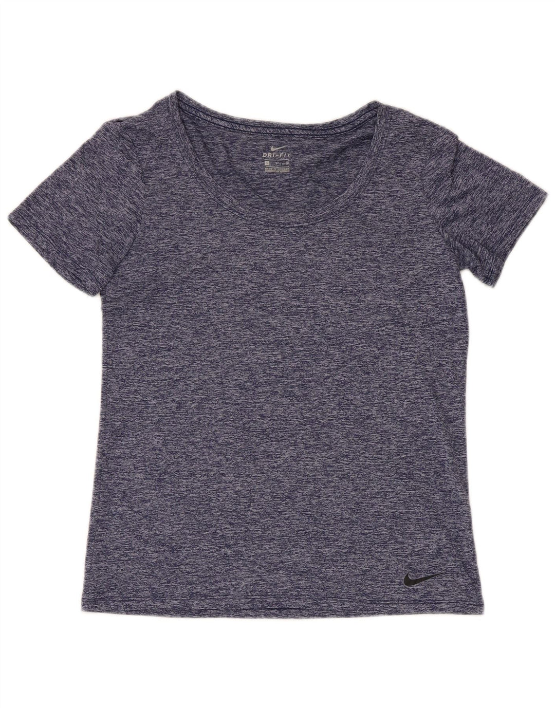 Nike Womens Dri Fit T-Shirt Top UK 10 Petit Bleu Marine Moucheté Polyester