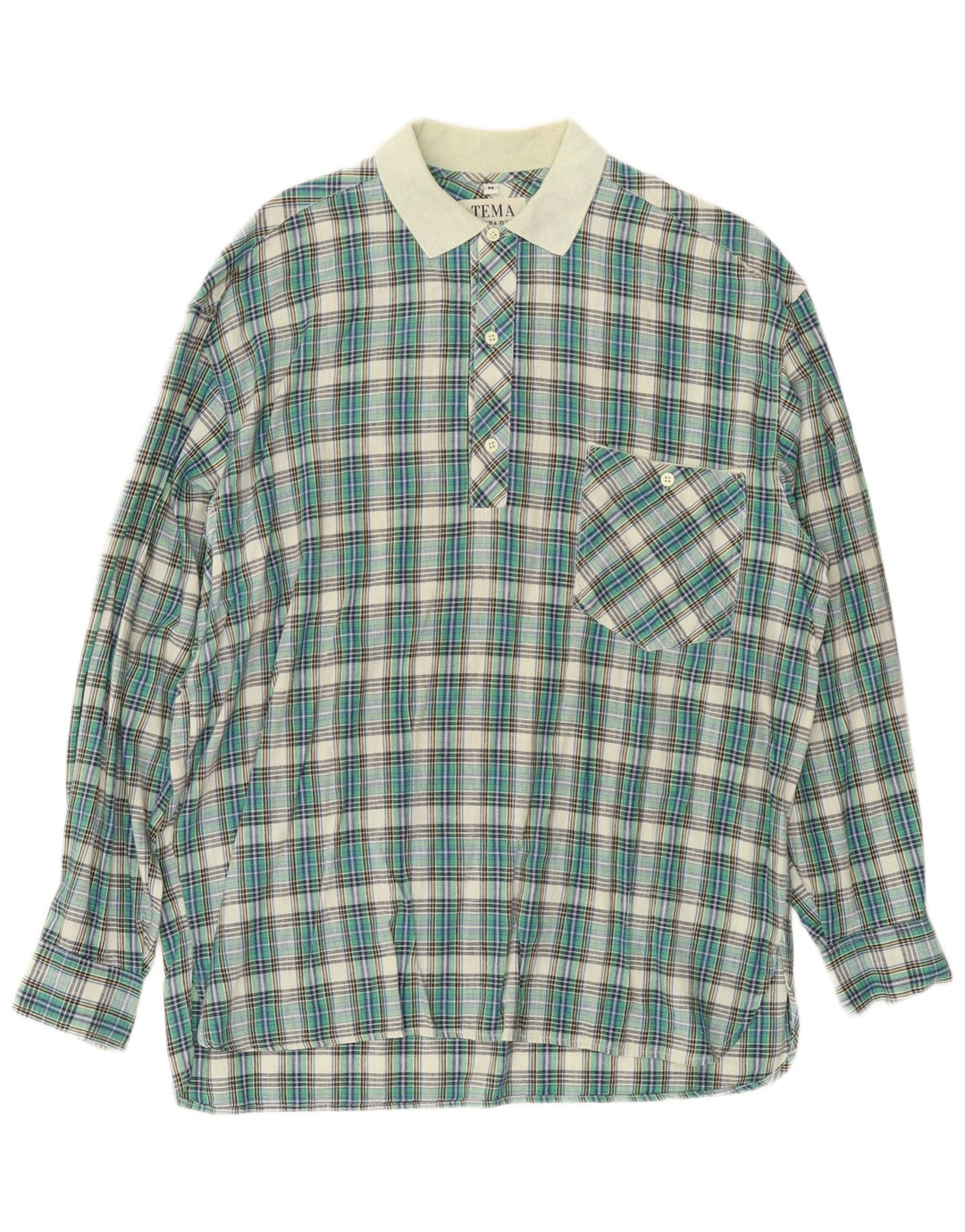 Chemise pull vintage pour homme en coton à carreaux vert moyen