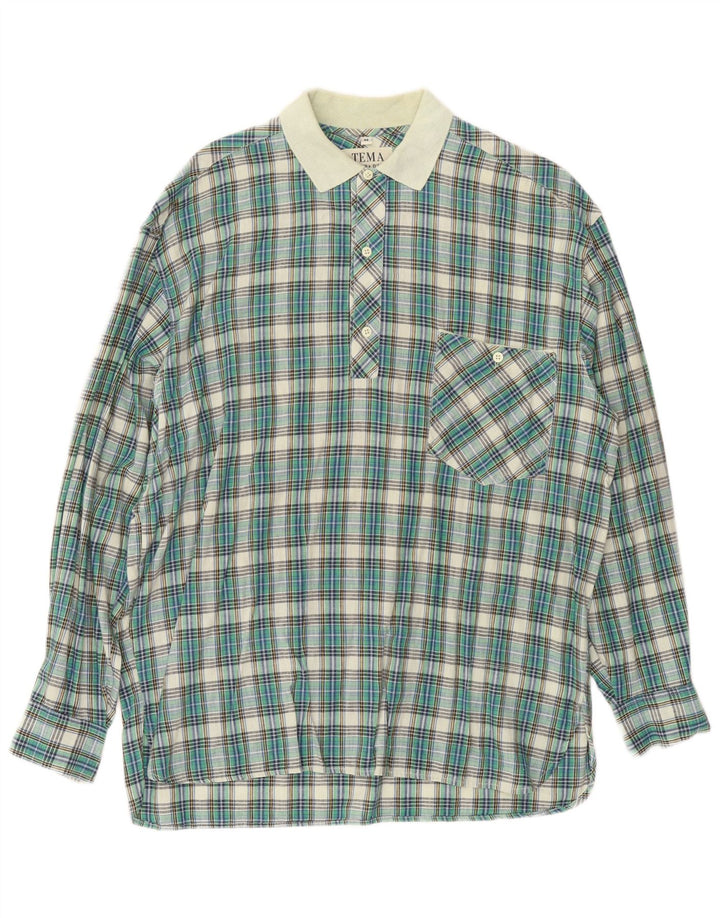Chemise pull vintage pour homme en coton à carreaux vert moyen