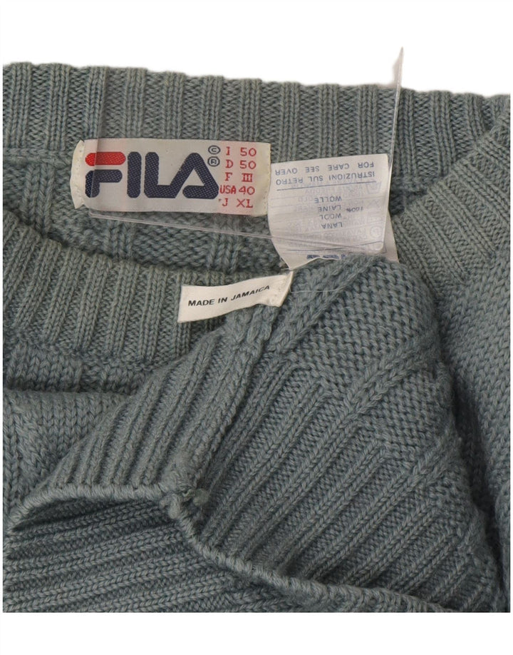 FILA Pull ample à col rond pour homme IT 50 Bleu moyen en laine