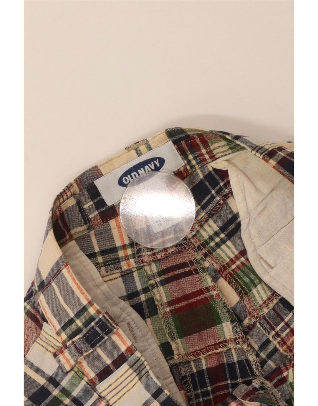 Old Navy Short Chino Homme W30 Coton à Carreaux Multicolore Moyen
