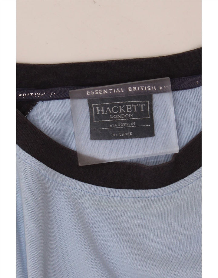 Hackett Mens Graphic Top Manches Longues 2XL Bleu Colorblock Coton