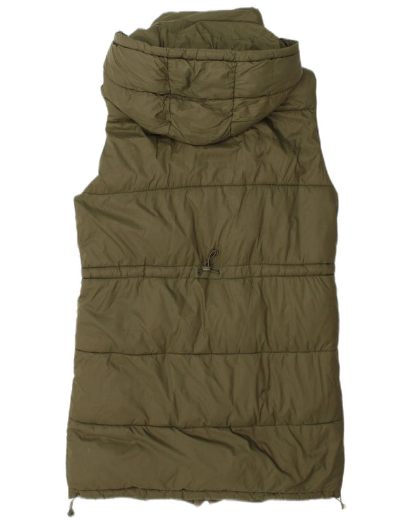 Zara Gilet rembourré surdimensionné à capuche pour femme UK 6 XS Vert Polyester