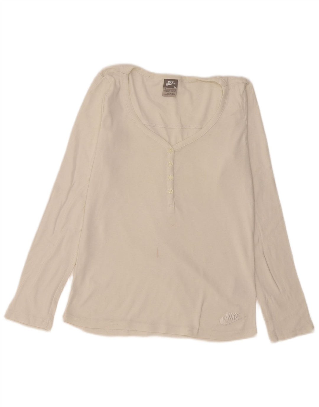 Nike Haut à manches longues pour femme UK 14/16 Large Blanc cassé en coton