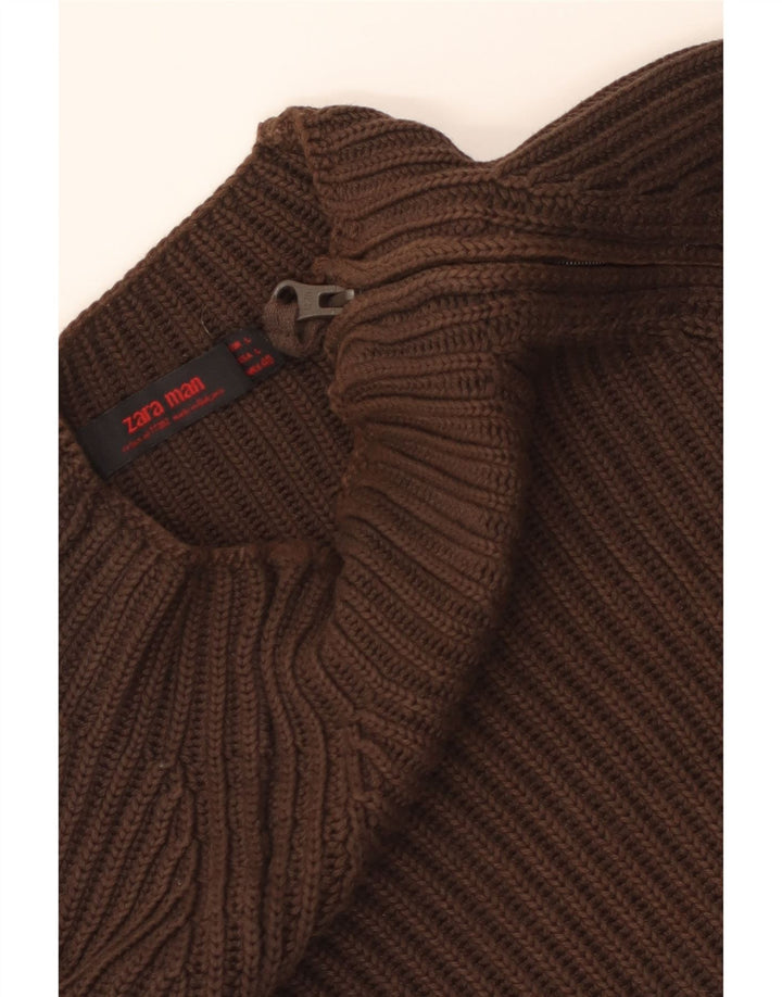 Zara Pull à col zippé pour homme Large Marron