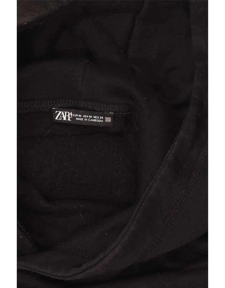 Zara Pull à capuche court pour femme UK 14 Noir moyen