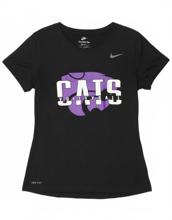 Nike Womens Cats Volleyball Graphic T-Shirt Top UK 12 Noir Moyen