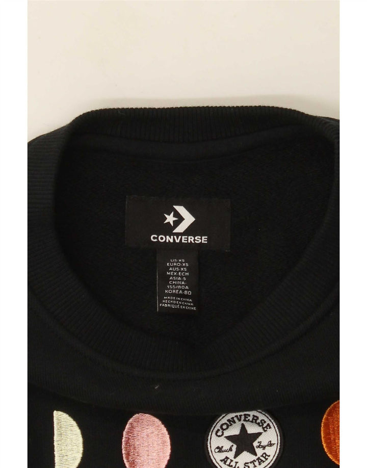 Converse Sweat-shirt court surdimensionné pour femme UK 6 XS Noir