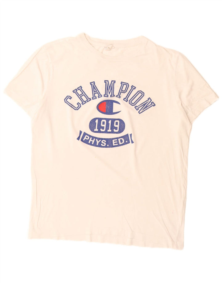Champion T-Shirt Graphique Homme Blanc Moyen