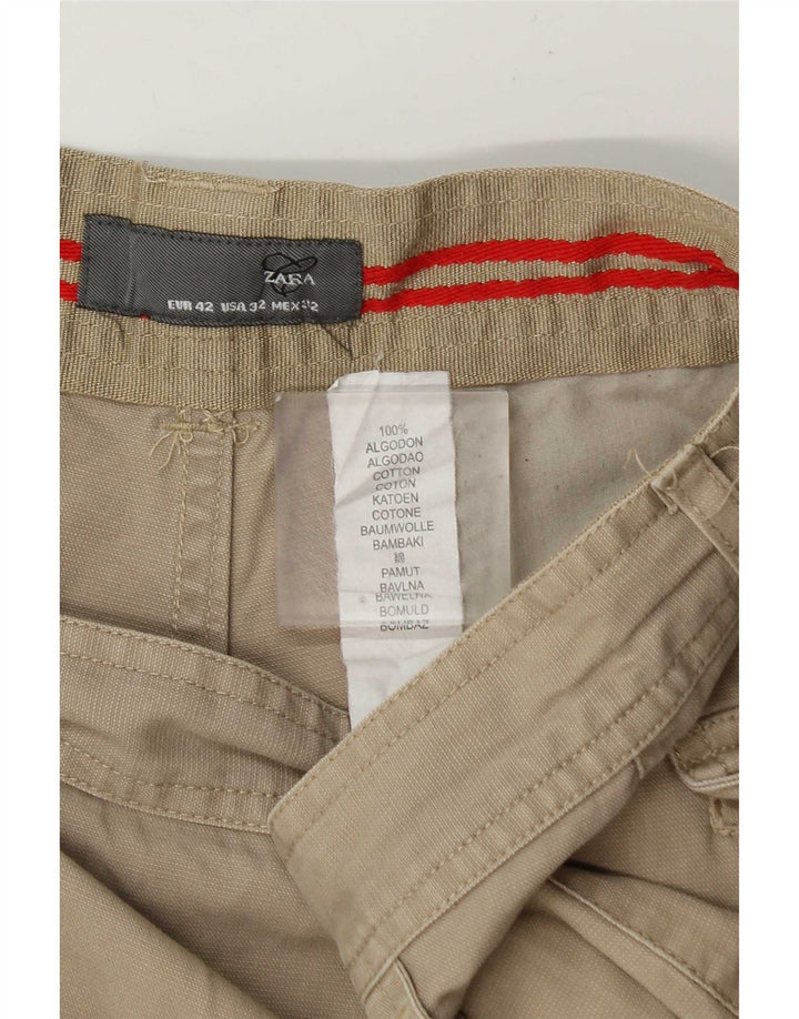 Zara Short Cargo Homme EU 42 Large W32 Coton Beige