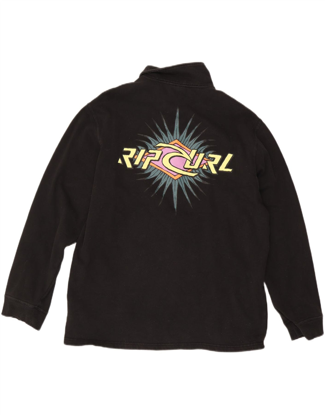 RIP CURL Sweat-shirt graphique à col zippé pour hommes, grand coton noir