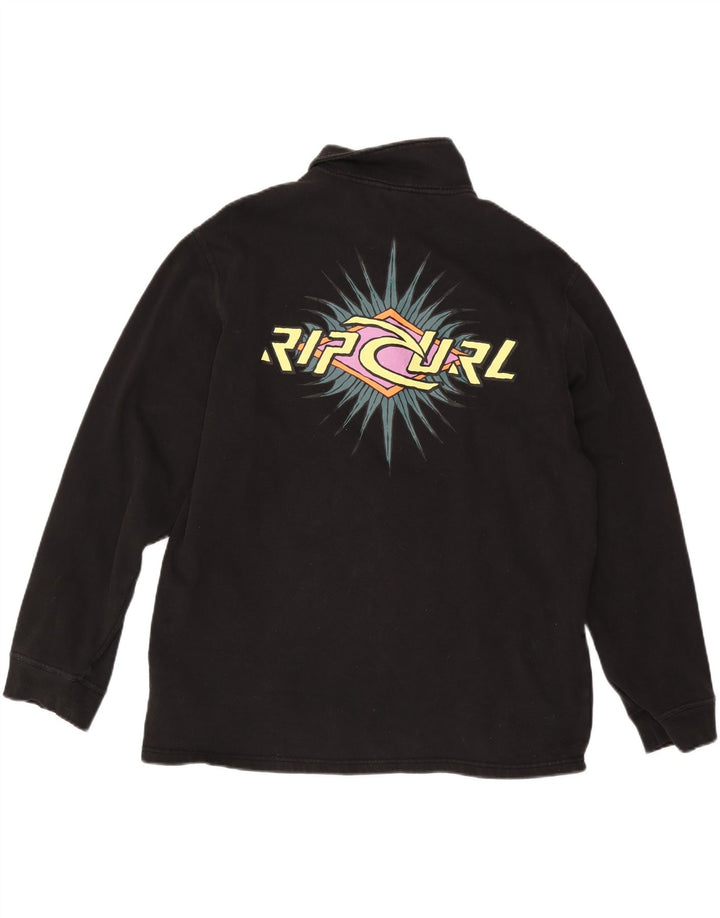 RIP CURL Sweat-shirt graphique à col zippé pour hommes, grand coton noir