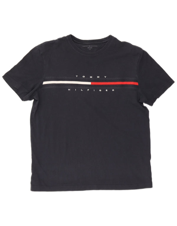 Tommy Hilfiger T-shirt graphique pour hommes, grand, bleu marine, coton
