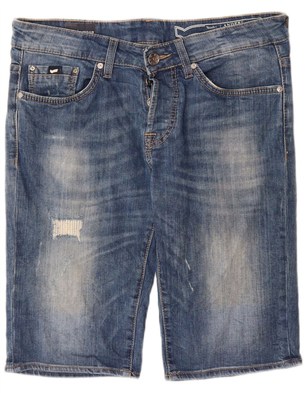 GAS Short en Jean Andrew W33 Homme Bleu Moyen en Coton