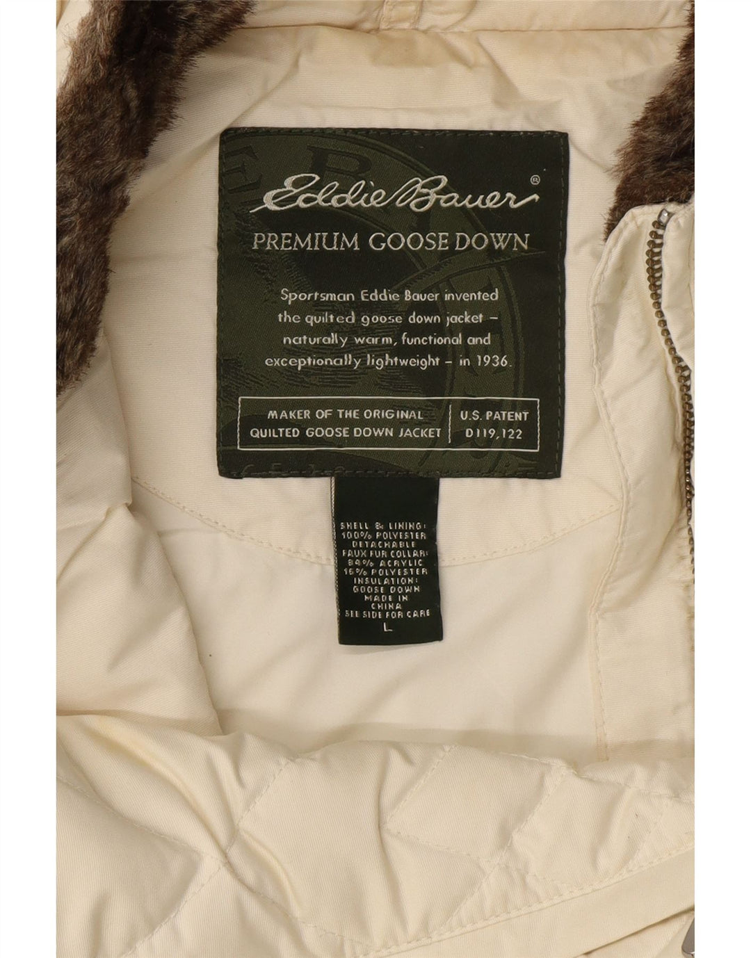 Eddie Bauer Gilet rembourré pour femme UK 16 Large Polyester Blanc cassé