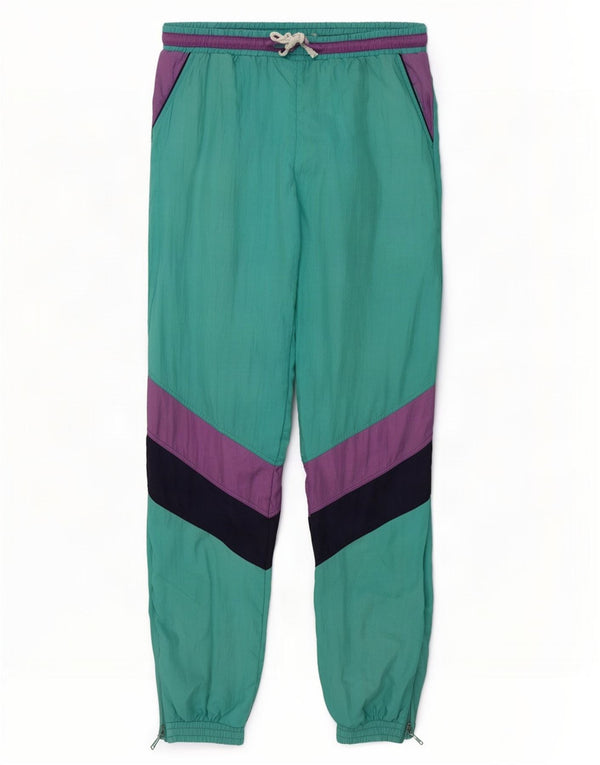 Pantalon de survêtement vintage pour garçons Joggers 15-16 ans Nylon colorblock vert