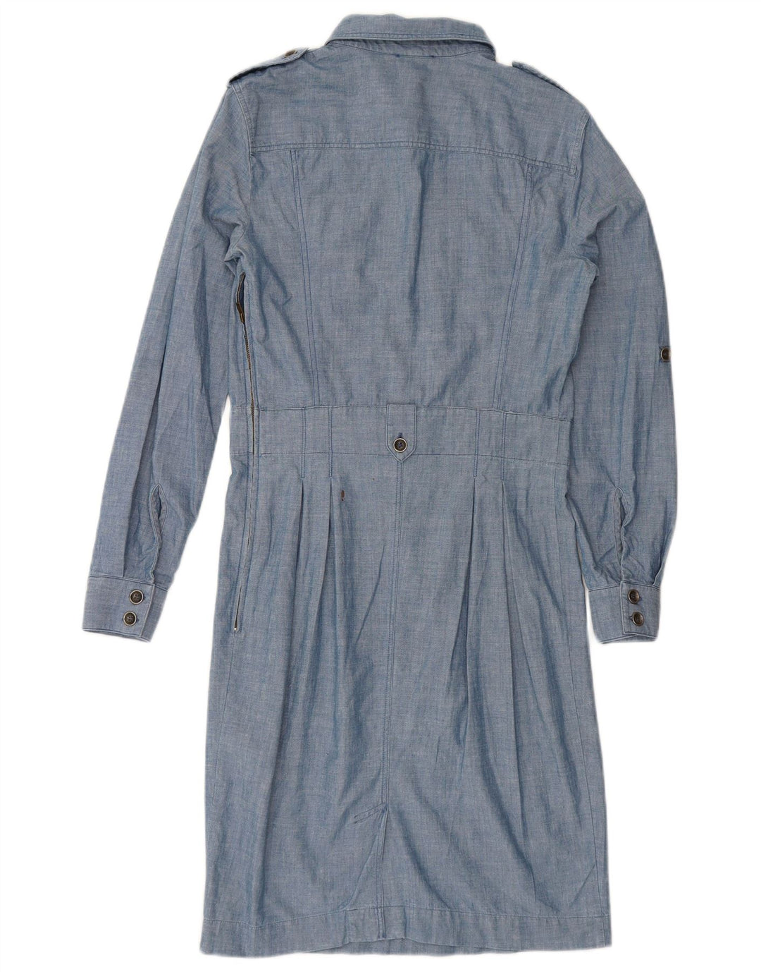 BLAUER Robe chemise pull militaire pour femme UK 10 Petit coton bleu