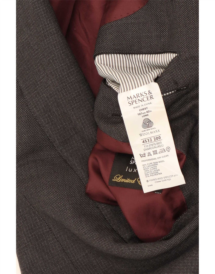 Marks & Spencer Veste blazer longue à 2 boutons pour homme UK 42 Grande laine grise