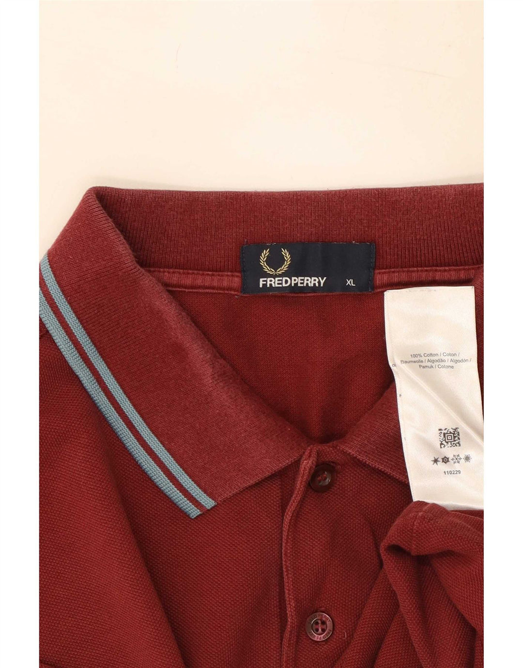 Fred Perry Polo Homme XL Bordeaux Coton