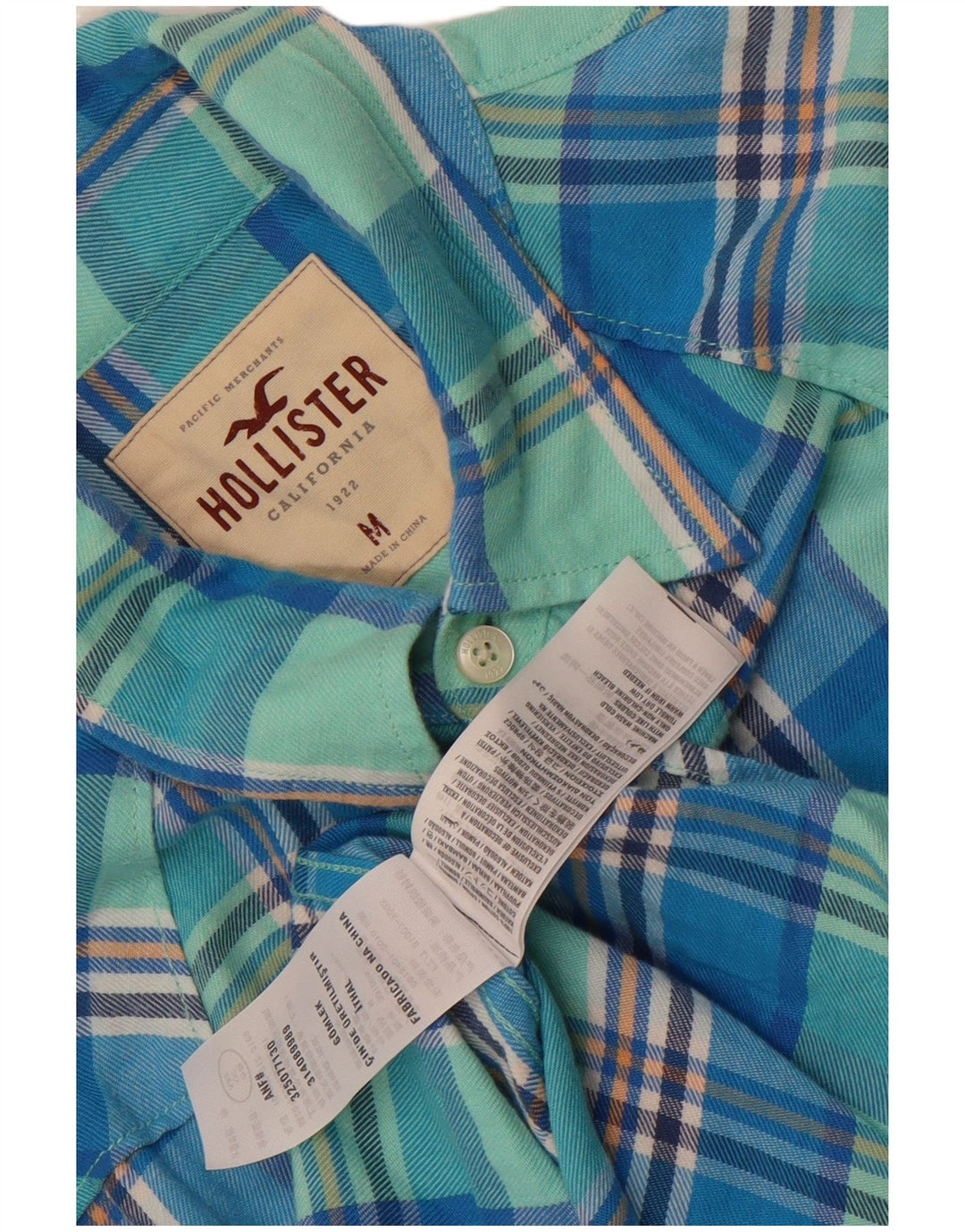 Hollister Chemise En Flanelle Homme Bleu Moyen Carreaux Coton