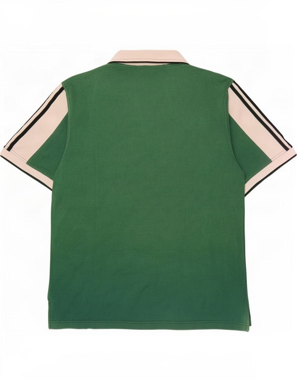 Adidas Polo Homme UK 42/44 Grand Vert Colorblock Coton