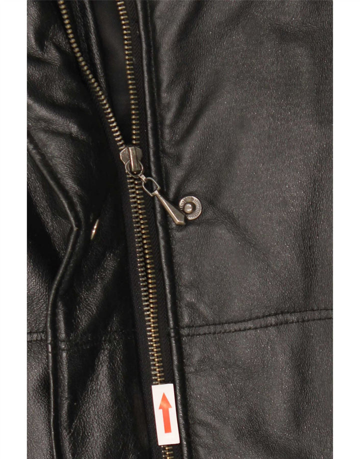 Privilegi Manteau en cuir à capuche pour femme IT 46 Large Noir